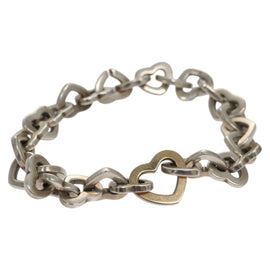 TIFFANY&Co. Heart Link Bracelet Ag925 Gold 750 Silver Auth yk16941