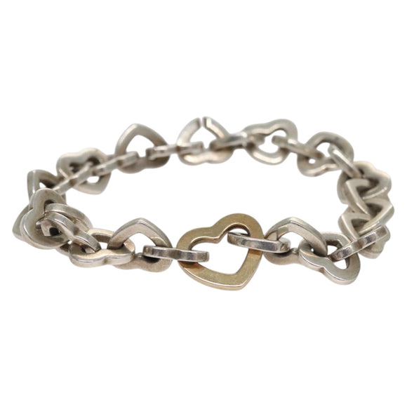 TIFFANY&Co. Heart Link Bracelet Ag925 Gold 750 Silver Auth yk16941