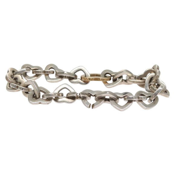 TIFFANY&Co. Heart Link Bracelet Ag925 Gold 750 Silver Auth yk16941