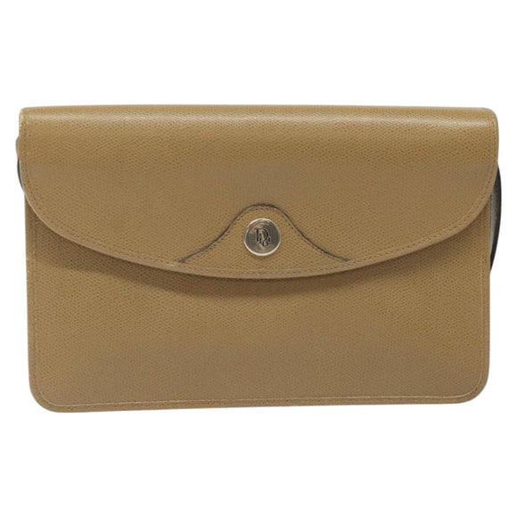 Christian Dior Shoulder Bag Leather Beige Auth yk17006