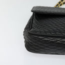 BALLY Quilted Chain Shoulder Bag Leather Black Gold Auth yk17027-14