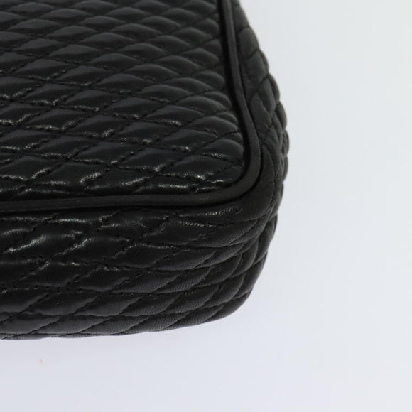 BALLY Quilted Chain Shoulder Bag Leather Black Gold Auth yk17027