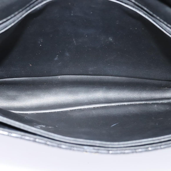 BALLY Quilted Chain Shoulder Bag Leather Black Gold Auth yk17027