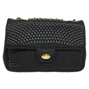 BALLY Quilted Chain Shoulder Bag Leather Black Gold Auth yk17027-13