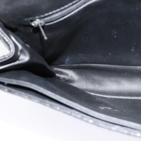 BALLY Quilted Chain Shoulder Bag Leather Black Gold Auth yk17027