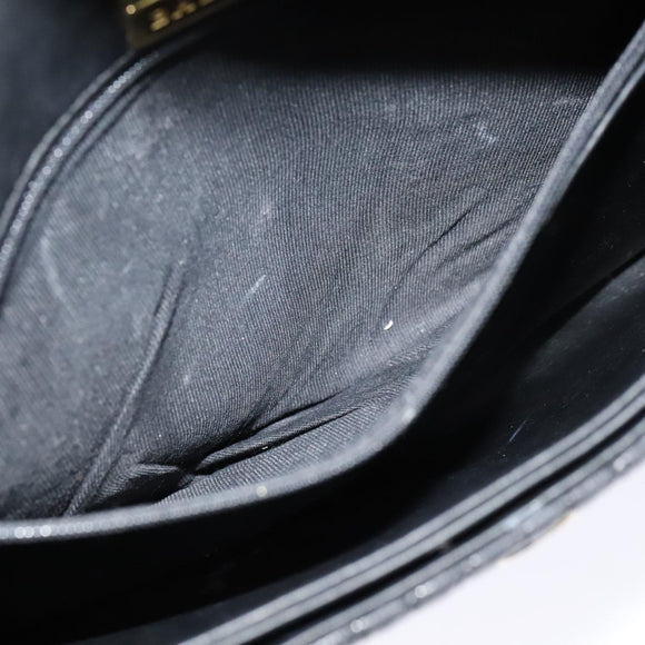 BALLY Quilted Chain Shoulder Bag Leather Black Gold Auth yk17027