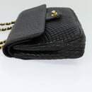 BALLY Quilted Chain Shoulder Bag Leather Black Gold Auth yk17027-3