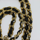 BALLY Quilted Chain Shoulder Bag Leather Black Gold Auth yk17027-8