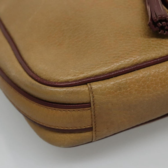 CARTIER Shoulder Bag Leather Yellow Red Auth yk17030