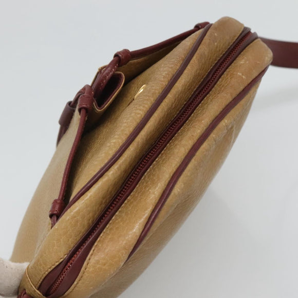 CARTIER Shoulder Bag Leather Yellow Red Auth yk17030