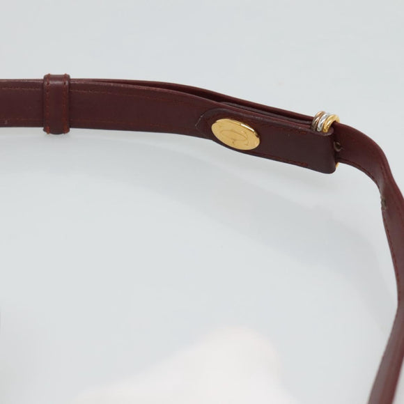 CARTIER Shoulder Bag Leather Yellow Red Auth yk17030