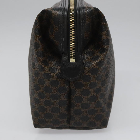 CELINE Macadam Canvas Pouch PVC Leather Black Auth yk17032