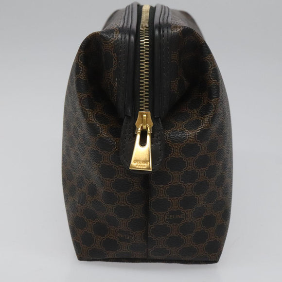 CELINE Macadam Canvas Pouch PVC Leather Black Auth yk17032