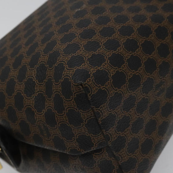 CELINE Macadam Canvas Pouch PVC Leather Black Auth yk17032