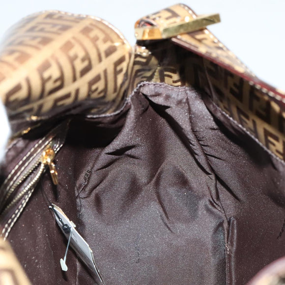 FENDI Zucchino Canvas Mamma Baguette Shoulder Bag Beige Auth yk17049AV