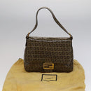 FENDI Zucchino Canvas Mamma Baguette Shoulder Bag Beige Auth yk17049AV-12