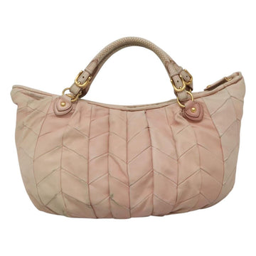 Miu Miu Tote Bag Leather 2way Pink Gold Auth yk17069 - 0