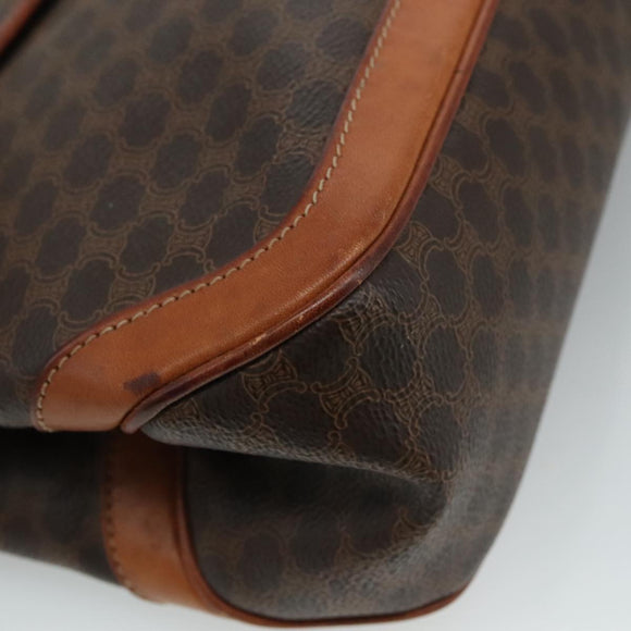 CELINE Macadam Canvas Hand Bag PVC Leather Brown Auth yk17101