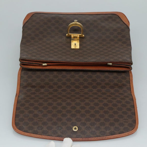 CELINE Macadam Canvas Hand Bag PVC Leather Brown Auth yk17101