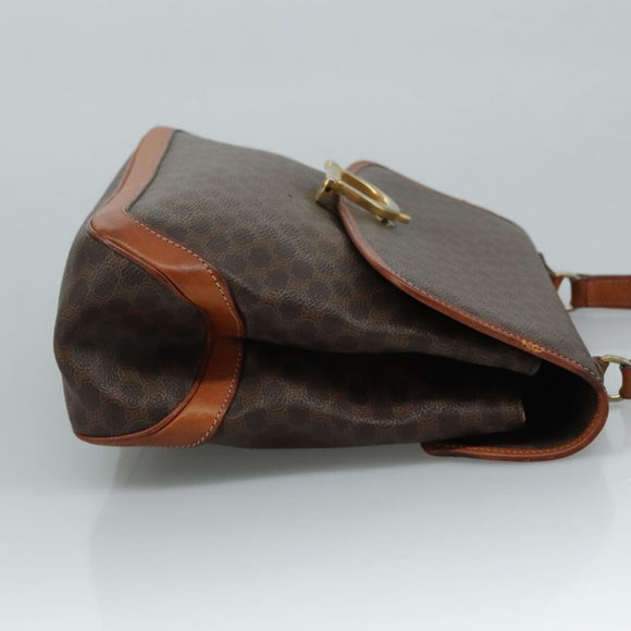 CELINE Macadam Canvas Hand Bag PVC Leather Brown Auth yk17101