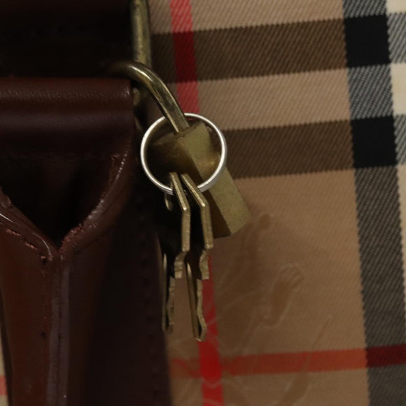 Burberrys Nova Check Boston Bag Canvas Beige Auth yk17113