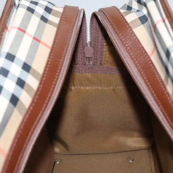 Burberrys Nova Check Boston Bag Canvas Beige Auth yk17113