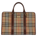 Burberrys Nova Check Boston Bag Canvas Beige Auth yk17113-2