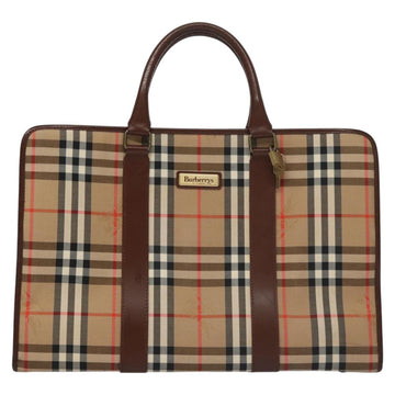 Burberrys Nova Check Boston Bag Canvas Beige Auth yk17113 - 0