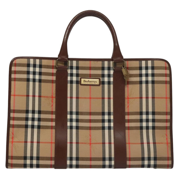 Burberrys Nova Check Boston Bag Canvas Beige Auth yk17113