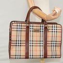 Burberrys Nova Check Boston Bag Canvas Beige Auth yk17113-22