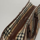 Burberrys Nova Check Boston Bag Canvas Beige Auth yk17113-6