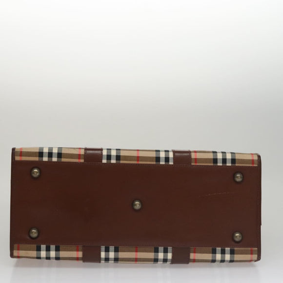 Burberrys Nova Check Boston Bag Canvas Beige Auth yk17113