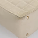 CHANEL Choco Bar Shoulder Bag Leather White CC Auth yk17128-9