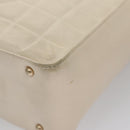 CHANEL Choco Bar Shoulder Bag Leather White CC Auth yk17128-14
