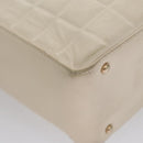 CHANEL Choco Bar Shoulder Bag Leather White CC Auth yk17128-15