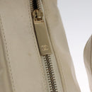 CHANEL Choco Bar Shoulder Bag Leather White CC Auth yk17128-17