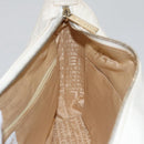 CHANEL Choco Bar Shoulder Bag Leather White CC Auth yk17128-19