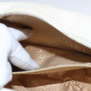 CHANEL Choco Bar Shoulder Bag Leather White CC Auth yk17128-23