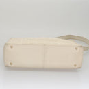 CHANEL Choco Bar Shoulder Bag Leather White CC Auth yk17128-5