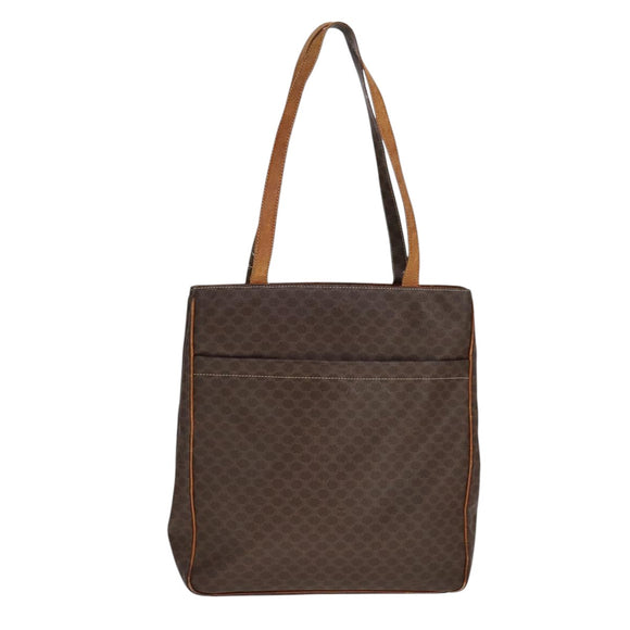 CELINE Macadam Canvas Tote Bag PVC Brown Gold Auth yk17143