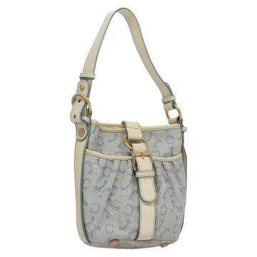 CELINE C Macadam Canvas Shoulder Bag Light Blue Auth yk17148