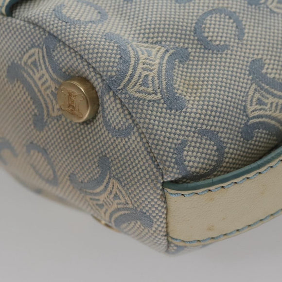 CELINE C Macadam Canvas Shoulder Bag Light Blue Auth yk17148