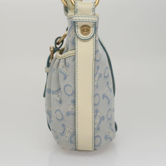 CELINE C Macadam Canvas Shoulder Bag Light Blue Auth yk17148