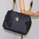 MCM Vicetos Logogram Chain Shoulder Bag Nylon Black Auth yk17160-20