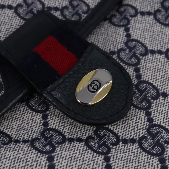 GUCCI GG Supreme Sherry Line Shoulder Bag PVC Red Navy Auth yk17172