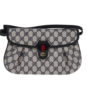 GUCCI GG Supreme Sherry Line Shoulder Bag PVC Red Navy Auth yk17172 - 0