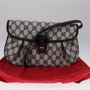 GUCCI GG Supreme Sherry Line Shoulder Bag PVC Red Navy Auth yk17172-24