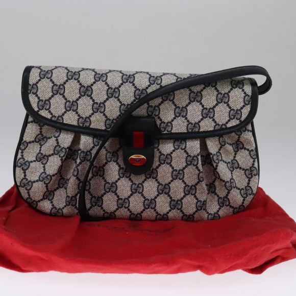 GUCCI GG Supreme Sherry Line Shoulder Bag PVC Red Navy Auth yk17172