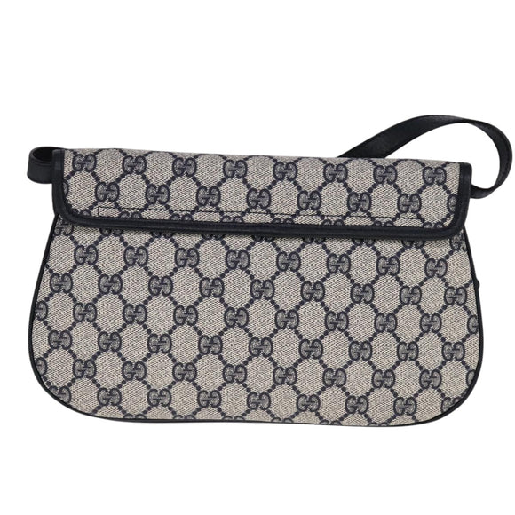 GUCCI GG Supreme Sherry Line Shoulder Bag PVC Red Navy Auth yk17172