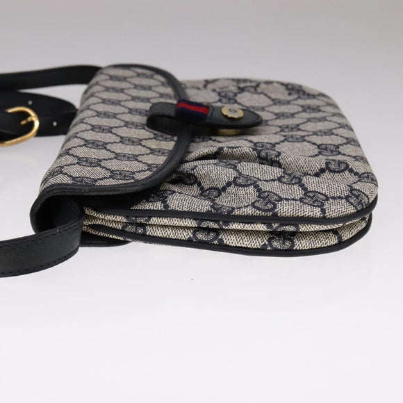 GUCCI GG Supreme Sherry Line Shoulder Bag PVC Red Navy Auth yk17172